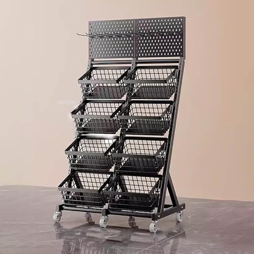 HPTHLY Schwarzer Küchenwagen Mit 3 Und 4 Ebenen – Multifunktions-Rollwagen Mit Feststellbaren Rädern – Freistehender Snackständer Zur Aufbewahrung Von Lebensmitteln, E,One Color-4 Tier- Single Row von HPTHLY