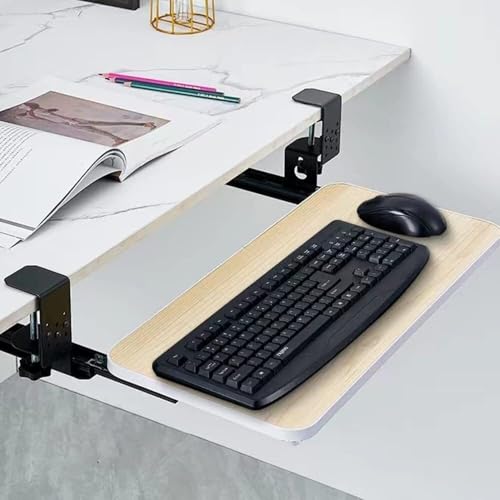 HPTHLY Tastaturablage Aus Holz Mit C-Klemme, Ergonomische Ausziehbare Schreibtischverlängerung, Verstellbare Tastaturschublade Für Unter Den Schreibtisch, 65 Cm/75 cm, HPTHLY Tastaturablage Aus Holz Mit C-Klemme, Ergonomische Ausziehbare Schreibtischverlängerung, Verstellbare Tastaturschublade Für Unter Den Schreibtisch, 65 Cm/75 cm, von HPTHLY