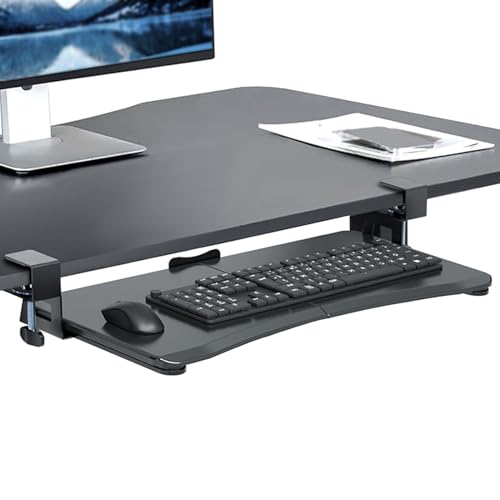 HPTHLY Tastaturablage Unter Dem Schreibtisch Mit C-Klemme, Zum Anklemmen An Computertastatur Und Mausablage, Ausziehbarer Plattformständer Zum Tippen von HPTHLY