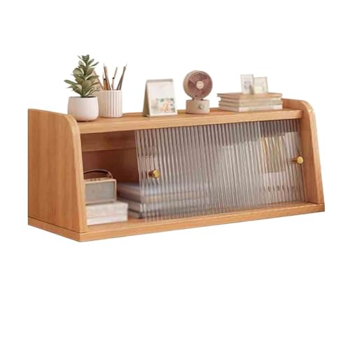 HPTHLY Trapezförmiges Bücherregal-Organizer-Display-Rack Mit Schiebetür Für Den Home-Office-Schreibtisch,L96xW17xH25.5 cm von HPTHLY