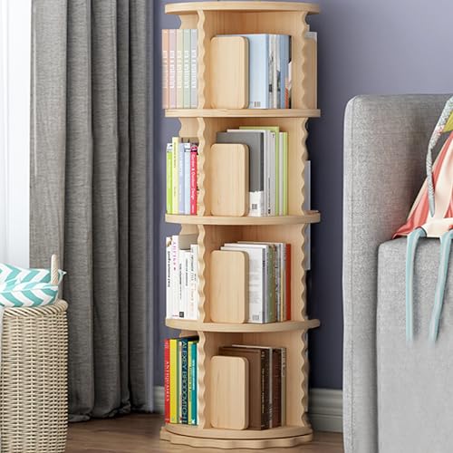 HPTHLY Um 360° Drehbarer Turm-Bücherregalständer Für Kinder Und Erwachsene, 5-Stufiges Eckregal Für Schlafzimmer Und Wohnzimmer, Platzsparende Lösung Mit 360-Grad-Dre,A-4th von HPTHLY