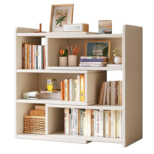 HPTHLY Verstellbares Desktop-Aufbewahrungs-Organizer-Display-Regalgestell Für Das Home Office, Mehrzweck-Schreibtisch-Bücherregal Mit Regalen Für Die Tischdekoration,White- von HPTHLY
