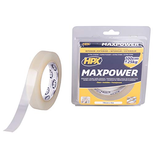 HPX Max-Power-Band, transparent, doppelseitig, 19 mm x 5 m von HPX