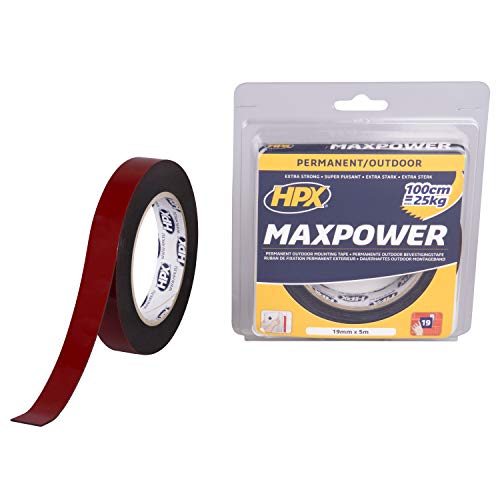Max Power Outdoor Doppelseitiges Band – Schwarz 19 mm x 5 m von HPX