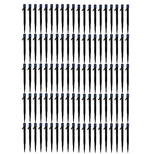 100 Stück Tropfemitter einstellbare Wasserströmung Dripper Sprühgarten Pflanzenwässerungssystem (13 cm / 5,1in blau) von HPZIHUIT
