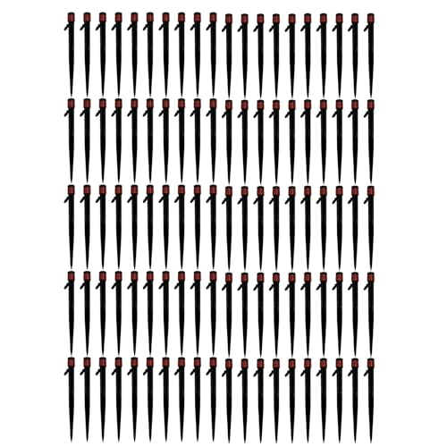 100 Stück Tropfemitter einstellbare Wasserströmung Dripper Sprühgarten Pflanzenwässerungssystem (13 cm / 5.1in rot) von HPZIHUIT