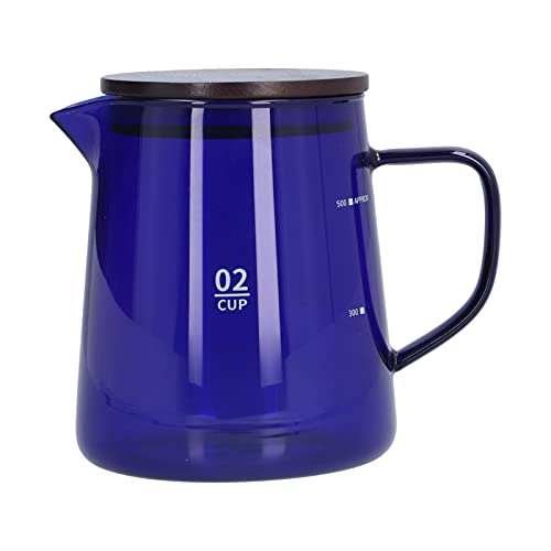 500 ml hitzebeständiger Kaffeeserver Holz Deckel Haushalt Teekessel Home Office (Blau) von HPZIHUIT