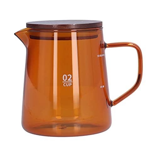 500 ml hitzebeständiger Kaffeeserver Holz Deckel Haushalt Teekessel Home Office (Braun) von HPZIHUIT
