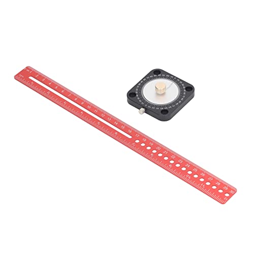 Compass Scriber 360 ° Aluminiumlegierung Dual Skala Lineal Scribing Tool Holzbearbeitung rot schwarz 30 cm 1 Stück für Holzarbeiter von HPZIHUIT