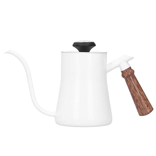 EDELSTAHL KAFFEE KETTLE THERMOMETER LANGER GOOS ENECK SPOUT HAND DRIP POT 650ML (650 ml weiß) von HPZIHUIT