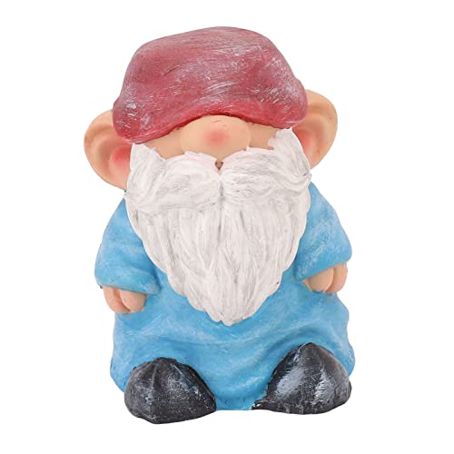 Garten GNOME Harz Struktur stabile Unterseite Retro-Stil Figur für Terrasse Outdoor- (Flacher Kopf blau) von HPZIHUIT