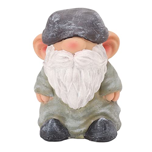 Garten GNOME Harz Struktur stabile Unterseite Retro-Stil Figur für Terrasse Outdoor- (Flacher Kopfgrün) von HPZIHUIT