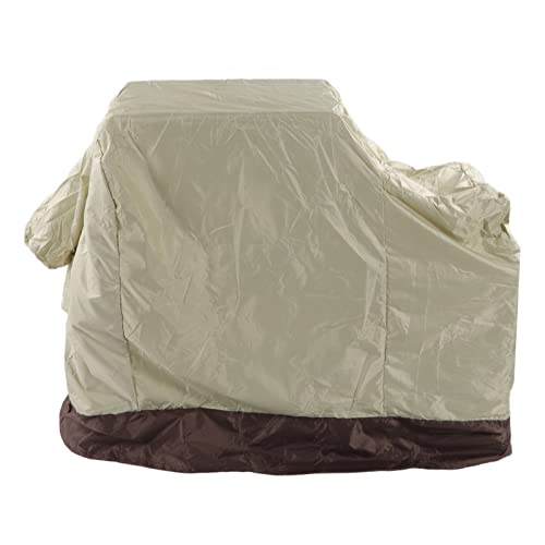 Grillabdeckung wasserdichte sonnenbeständige wetterfeste Grillstaubabdeckung Kordelzug Grill Grillabdeckung mit Aufbewahrungsbeutel (Beige mit Kaffeefarbe) von HPZIHUIT