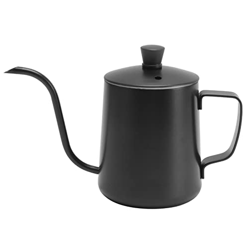 HPZIHUIT 304 Edelstahl -Schwanenhalsgieß über Kaffeekessel Ergonomische Kontrolle Handtropfen Teekanne für das Büro des Heimcafés (350 ml schwarz mit Deckel) von HPZIHUIT