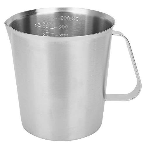 HPZIHUIT Edelstahl Messbecher Milch Kaffee Frothing Pitcher mit Maßstab Griff Land Küchen werkzeug für Barista (1000 ml) von HPZIHUIT
