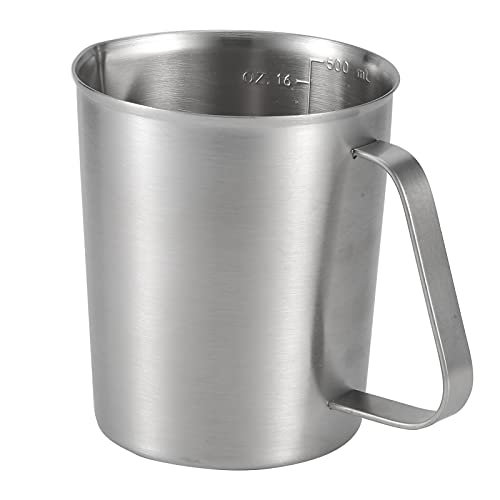 HPZIHUIT Edelstahl Messbecher Milch Kaffee Frothing Pitcher mit Maßstab Griff Land Küchen werkzeug für Barista (500 ml) von HPZIHUIT