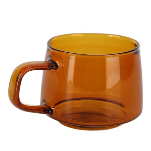HPZIHUIT Transparente Borosilikat -Glas -Kaffeetasse mit Griff für täglich 250 ml (Bernstein) von HPZIHUIT