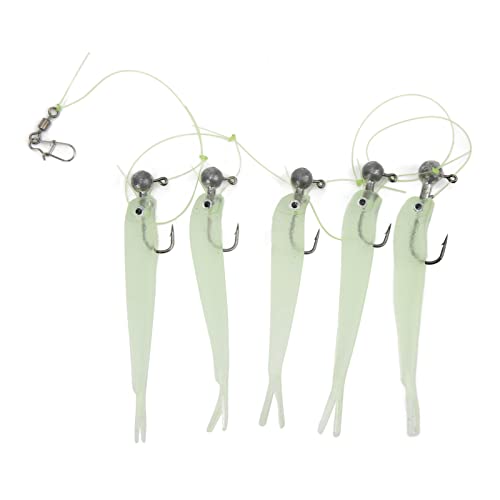 Regenschirm Angel Rig Kit Set Langlebige weiche Köder Hochwertige Edelstahl Haken für Bass Angeln Süßwasser Meerwasser 50cm (Fluoreszenzfarbe) von HPZIHUIT