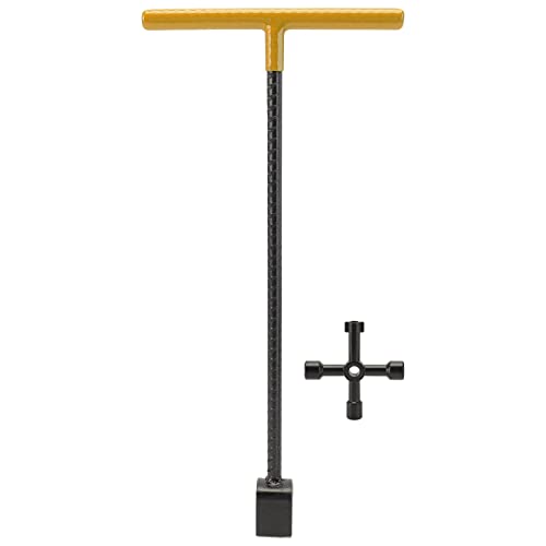 Stahlwasserzähler-Schlüssels CHL üssel Effizienter T-Griff Bordstein schlüssel mit 4-Werkzeugbauchventile Armaturen (Gelb) von HPZIHUIT