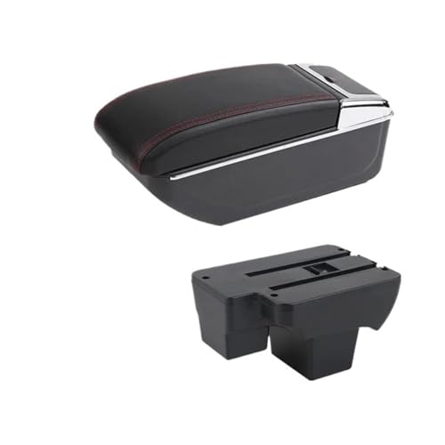 HPZPRPCEW Armaturenbrett-Ablage Aufbewahrungsbox Nachrüstteile Für VW Für Polo 2019 2020 2021 2022 2023 2024(B rote Linie KEIN USB) von HPZPRPCEW