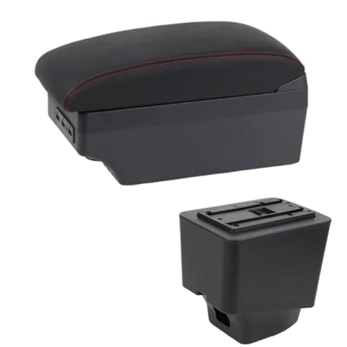 HPZPRPCEW Armauflage Boxen Für R&enault Für Captur Kaptur 2018 2019 2020 2021 Kaptur Auto Leder Armstütze Mittelkonsole Aufbewahrungsbox(E1 Rote Linie) von HPZPRPCEW
