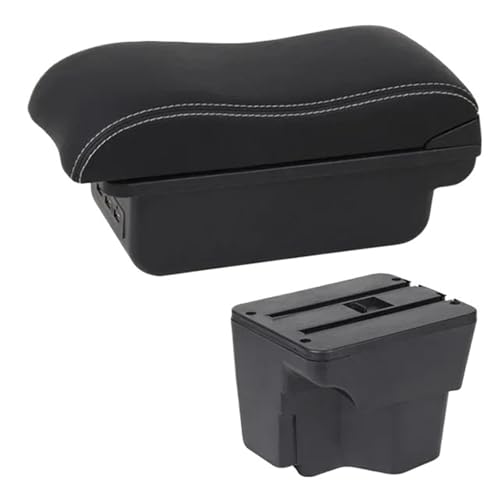 HPZPRPCEW Auto Armlehnenbox Für Kia Rio 3 2011-2016 Innenbox Autoteile Leder Armlehne Mittelkonsole Aufbewahrung USB(C2 Weiße Linie) von HPZPRPCEW