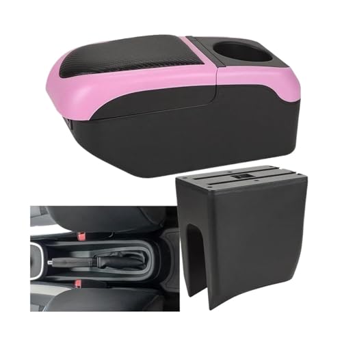 HPZPRPCEW Für Dacia Für Spring Für Dacia Für Spring Electric Auto Armlehnenbox Mittelkonsolenbox Internes Retrofit USB-Laden(Black Pink) von HPZPRPCEW