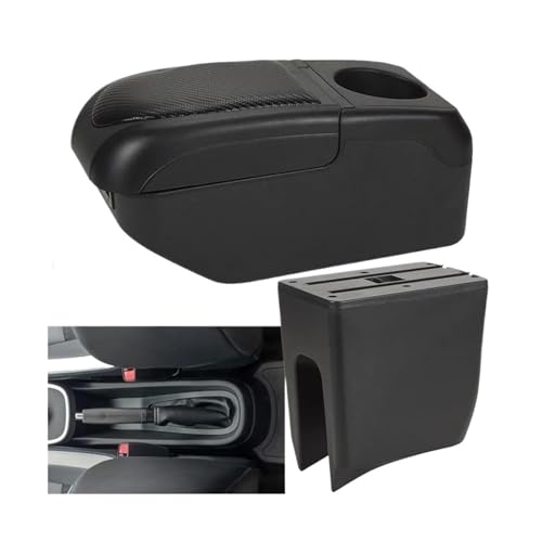 HPZPRPCEW Für Dacia Für Spring Für Dacia Für Spring Electric Auto Armlehnenbox Mittelkonsolenbox Internes Retrofit USB-Laden(Schwarz Schwarz) von HPZPRPCEW