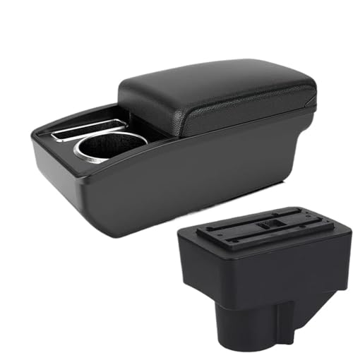 HPZPRPCEW Für Fiesta 3 2011 2012 2013 2014 2015 2016 2017 2018 Auto Armlehnenbox Zubehör Mit Getränkehalter(A2 schwarze Linie Kein USB) von HPZPRPCEW
