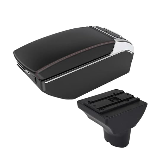 HPZPRPCEW Für Hyundai I20 Autoarmlehne Aufbewahrungsbox Leder Gewölbte Oberfläche(Black red 7 USB) von HPZPRPCEW