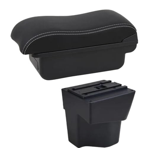 HPZPRPCEW Für KIA Für Rio 5 2012 2013 2014 2015 2016 2017 2018 2019 Armlehnen-Box Auto Leder-Armlehne Mittelkonsolen-Aufbewahrungsbox(B2 Weiße Linie) von HPZPRPCEW