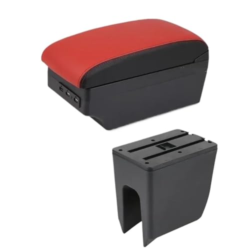 HPZPRPCEW Für R&enault Für K-ZE Auto Armlehnenbox Mittelkonsole Interne Nachrüstung USB-Ladung(C Red black 7USB) von HPZPRPCEW