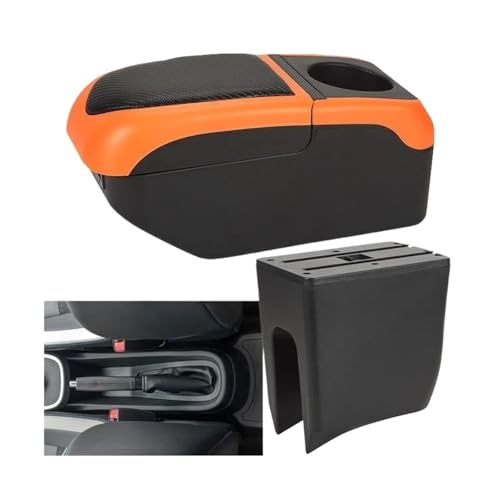 HPZPRPCEW Für R&enault K-ZE Auto Armlehnenbox Armlehnenbox Mittelkonsolenbox Internes Retrofit USB-Laden(Schwarz orange) von HPZPRPCEW