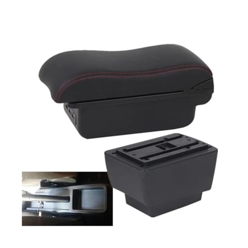 HPZPRPCEW Für S&koda Für Fabia 3 Combi 2015-2021 Auto Armlehnenbox Auto Armlehnenbox Aufbewahrungsbox(B black line 3USB) von HPZPRPCEW