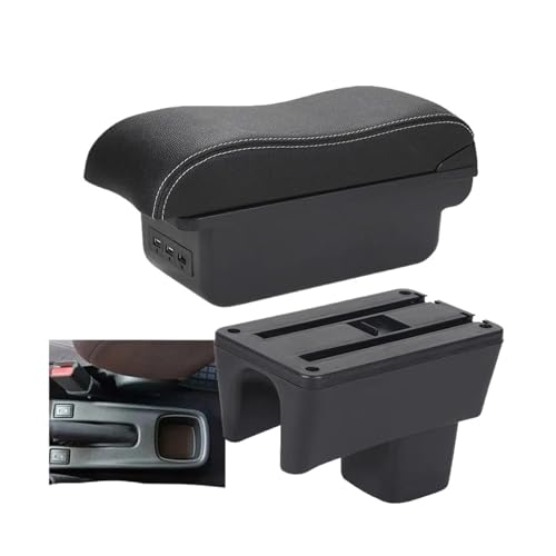 HPZPRPCEW Für Suzuki Für Swift 2005-2014 2015 2016 2017 2018 2019 2020 2021 2022 2023 Armlehnenbox Auto Armlehne Gebogene Oberfläche Auto Aufbewahrungsbox(B3 Schwarz weiß 3USB) von HPZPRPCEW