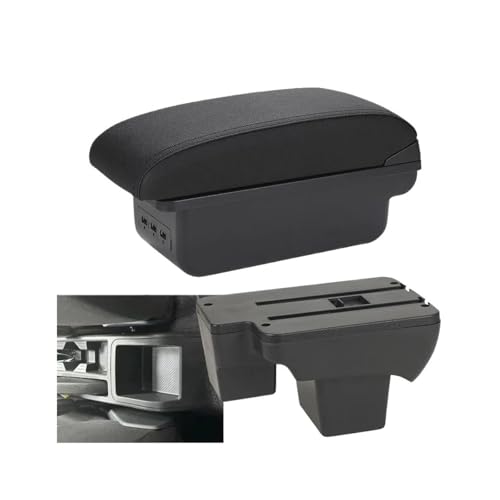 HPZPRPCEW Für VW Für Polo 2020 2021 2022 2023 2024 Mittelarmlehnenkasten Nachrüst-Staufach(B2 schwarze Linie 3USB) von HPZPRPCEW