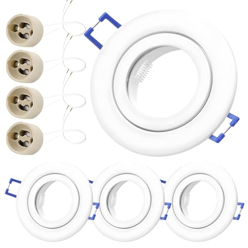 HPiano 4er Einbaustrahler Gu10,Led Einbaurahmen Spot,GU10 Fassung für LED Halogen,Rahmen mit GU10 Fassung,Moderne Einbaustrahler Rahmen,GU10 Fassung für LED oder Halogen Leuchtmittel von HPiano