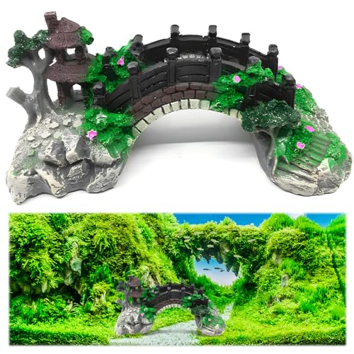 HPiano Aquarium Deko Höhle Aquarium, das dekorative Brücke landschaftlich gestaltet Baumstamm Holz Polyresin Landschaft,Brücke Ornament Umweltschutz landschaftlich ideal für kleine Garnele Fisch von HPiano