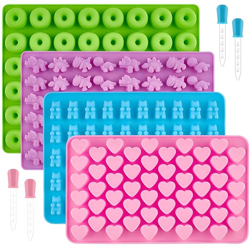 HPiano Gummibärchen Form,4 Stück Silikonform Gummibärchen,Gummibärchen Selber Machen,Gummibärchen Antihaft Lebensmittel Formen Mit 4 Tropfern EinschließLich Donuts, Dinosaurier,Herzen,Gummibärchen HPiano Gummibärchen Form,4 Stück Silikonform Gummibärchen,Gummibärchen Selber Machen,Gummibärchen Antihaft Lebensmittel Formen Mit 4 Tropfern EinschließLich Donuts, Dinosaurier,Herzen,Gummibärchen von HPiano