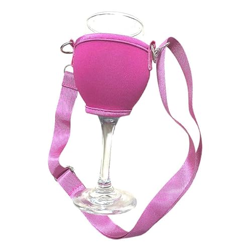 Weinglas Halshalter, 4 Stück Weinglashalter, Weinglashalter zum Umhängen Stoff, Tragbare Weinglashalter Weinglashalter für den Hals für Weihnachten, Geburtstag, Hochzeit, Party (Pink) von HPiano