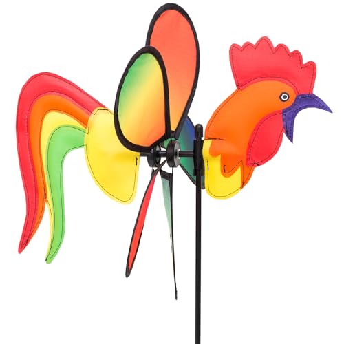 HQ Design Windspiration - Spin Critter, UV-beständige und wetterfeste Windspiel Deko für Garten, Terrasse und Balkon - Windrad inkl. Standstab (Rooster) von HQ HIGH QUALITY DESIGN