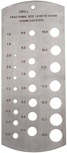 Bohrlehre, metrisch, 25 Löcher, 1–13 mm, Bohrlehre Typ fraktionell, Messbereich max 13 mm, Anzahl der Löcher 25, SVHC No SVHC (12-Jan-2017), Bohrlehre Messung von HQ TEC