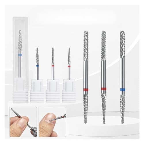 HQABCUTR 3/32 Zoll Doppelkopf-Nagelhautbohrer, spitz/rund, Wolframkarbid, F/M, for elektrische Bohrmaschinen von HQABCUTR