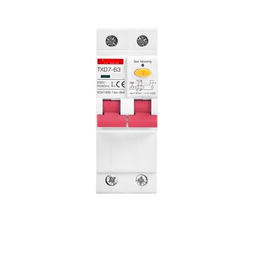 HQDRCY RCD 3P 4P Leitungsschutzschalter Auslaufschutz 15mA 30mA RCBO 20A 25A 40A 80A 230 400V Volt Automatische Auslösung Schmal(40A 30MA,2P) von HQDRCY