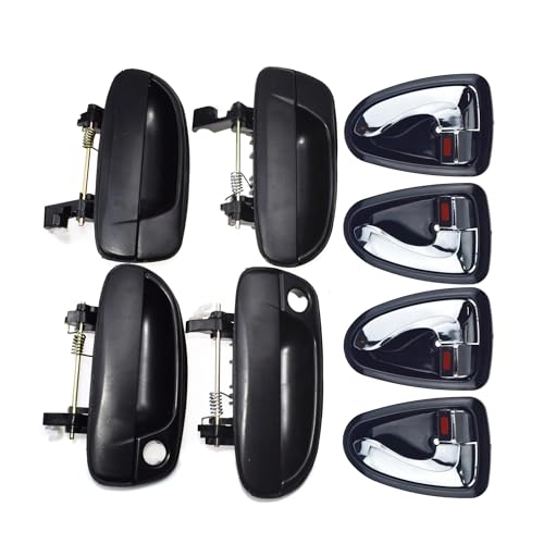 HQGQCEZEK 8 Stück Türgriffe Für Hyundai Für Accent 1,5 L/1,6 L 2000–2006 Außen Und Innen Vorne Hinten Links Rechts Fahrer/Beifahrer Schwarz/chrom Türgriff Innen(Chrome Kit) von HQGQCEZEK