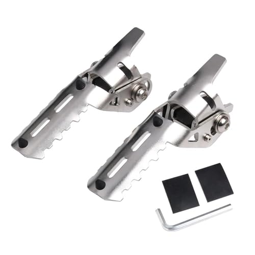 HQGQCEZEK Motorrad Highway Front Foot Pegs Klappbare Fußrasten Fußstützen Klemmen Für R1250GS R1200GS R 1200 GS 1250 GS ADV GSA Motorrad Pedale(Silber) von HQGQCEZEK