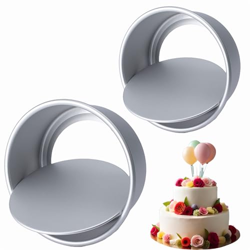 HQILRRA Runde Backform Set mit 2 Kuchenformen, Geburtstag, Aluminium-Backform Kuchen Backform Antihaftbeschichtete Obstkuchenform mit abnehmbarem Kuchenboden, abnehmbarem Boden (6"/7") von HQILRRA