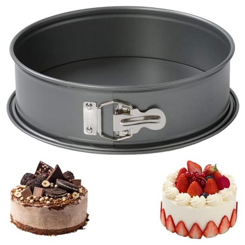 HQILRRA Springform 25 cm rund,Kuchenform rund,Springform,Flachboden, Backform runds antihaftbeschichtet, Kuchenform runds auslaufsicher,Geburtstag Hochzeit(25cm X 27cm X 6.5cm) von HQILRRA