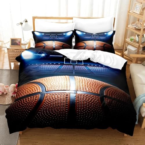 HQMOMO Bettwäsche-Set 135 X 200 cm Basketball Bettbezug + Kissenbezüge Anime-Kinder Bettbezug für Jungen und Mädchen Schlafzimmer-Sets (B,155x220cm+75x50cm,Football) von HQMOMO