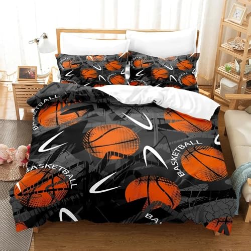 HQMOMO Bettwäsche-Set 135 X 200 cm Basketball Bettbezug + Kissenbezüge Anime-Kinder Bettbezug für Jungen und Mädchen Schlafzimmer-Sets (D,200x200cm+80x80cm,Football) von HQMOMO